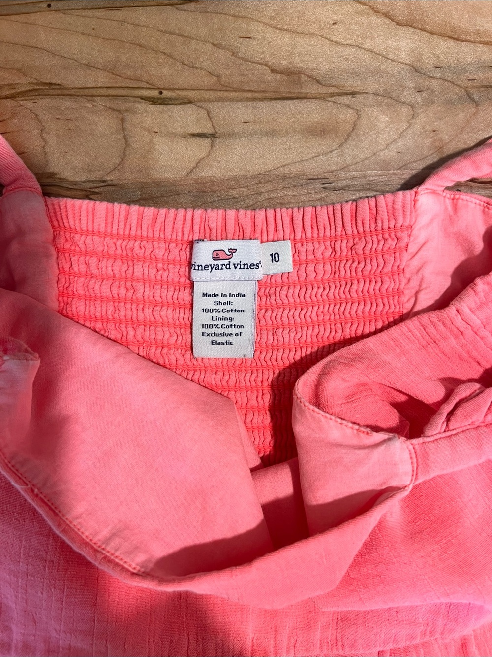 Vineyard Vines Girls Coral Tiered Cotton Dress Sz 10 Puff Sleeve Summer Beach - Picture 2 of 9